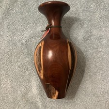  Rare Wood vase jarrah Lignum Vitae? Treen Pot / vase   8” High from Australia 