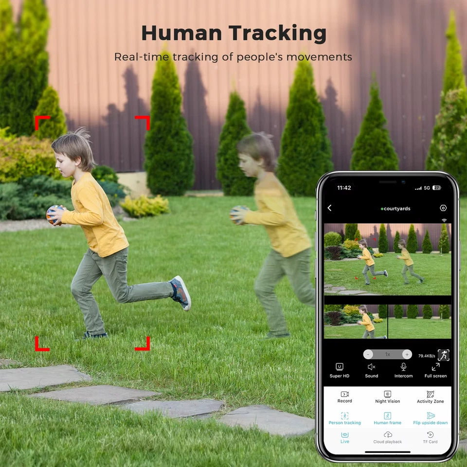 15MP PTZ Wifi IP Camera Outdoor Three Screens 180° Wide Angle Human Detection 12 - Bild 4 von 4