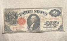 1917 One Dollar United States Note, $1 Bill, Large Size, Red Seal, "SAWHORSE" PJ