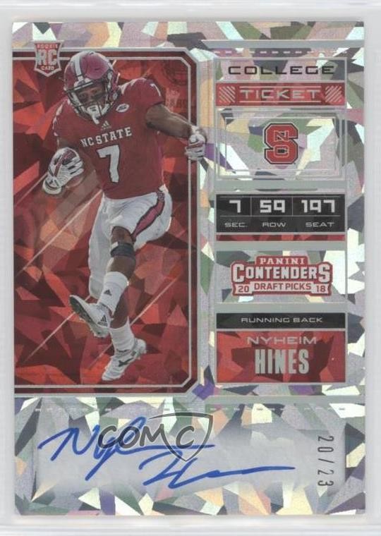 Nyheim Hines Panini Contenders Draft Picks #125 Autograph-Cracked Ice