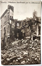 Antique Postcard RPPC WW1 Houses bombed out during the War in Senlis France