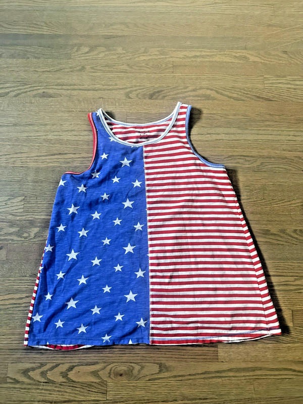 Cat & Jack Girls 4th of July Flag Tank Top Shirt Gently Used Size 14/16 XL