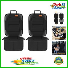 Black Car Seat Protectors with Anti-Slip Backing Mesh Pockets - 2 Pack
