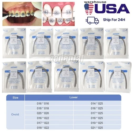 Los alambres de ortodoncia dental rectangular oval arco de acero inoxidable