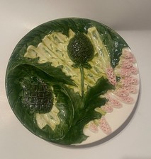 Vintage Farmhouse Majolica Asparagus/ Artichoke decorative plate