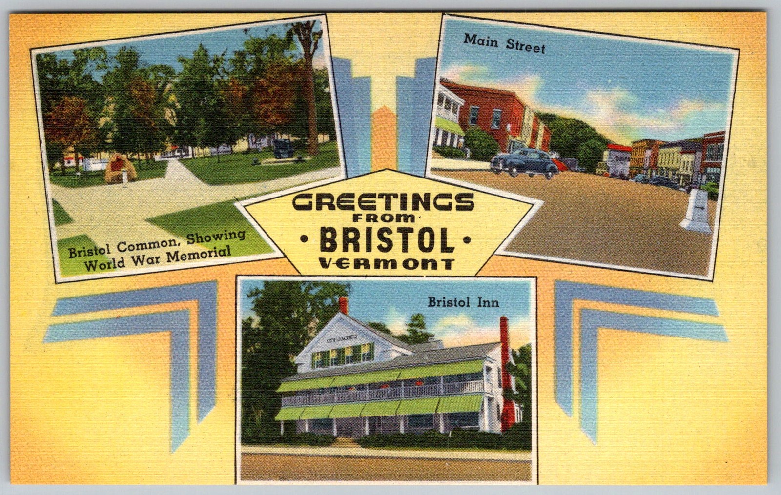 Vtg Linen Postcard Inn Bristol, VT 1930s