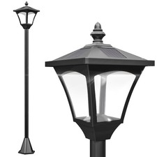 Outsunny Outdoor Garden Solar Post Lamp Photosensitive LED Lantern Bollard Pa...