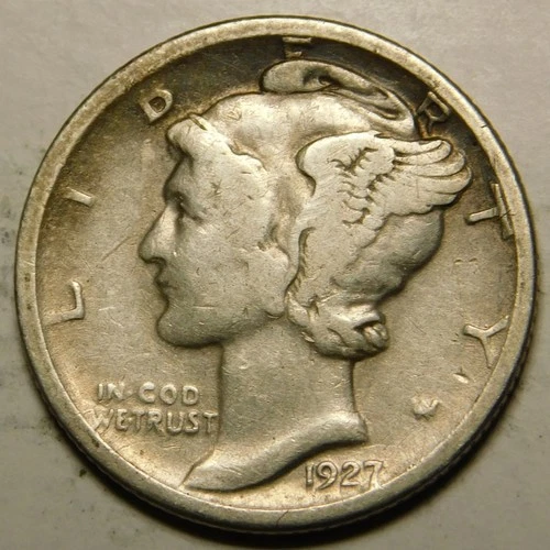 1927 D Mercury Dime VG-F "Actual Coin Pictured Not Cleaned, Polished or Dipped"
