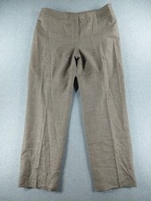 Pendleton Women's Dress Pants Sz 14 Brown Virgin Wool Plaid Straight Lined 29.5"