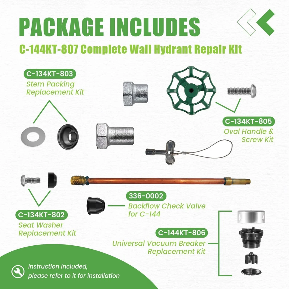 Kit de reparación completo serie C-144KT-807 C-144 para boca de pared serie C-144/244 Foto 4 de 4