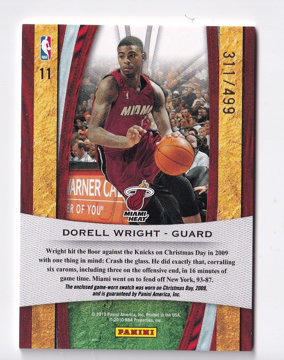 Dorell Wright 2010-11 Panini NBA Christmas Card Miami Heat Numbered 311/499