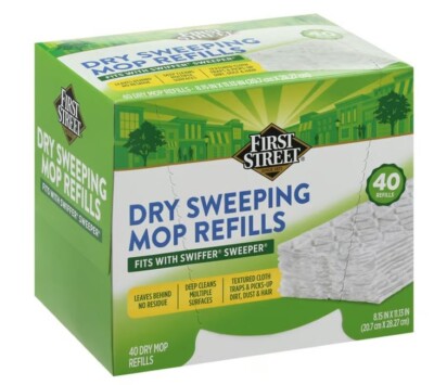 First Street 40-CT DRY SWEEPING MOP REFILLS Cloths Pads Fits Swiffer Sweeper NEW