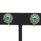Vintage Signed CORO Aquamarine Sparkling Glass and Gold Tone Screw Back Earrings