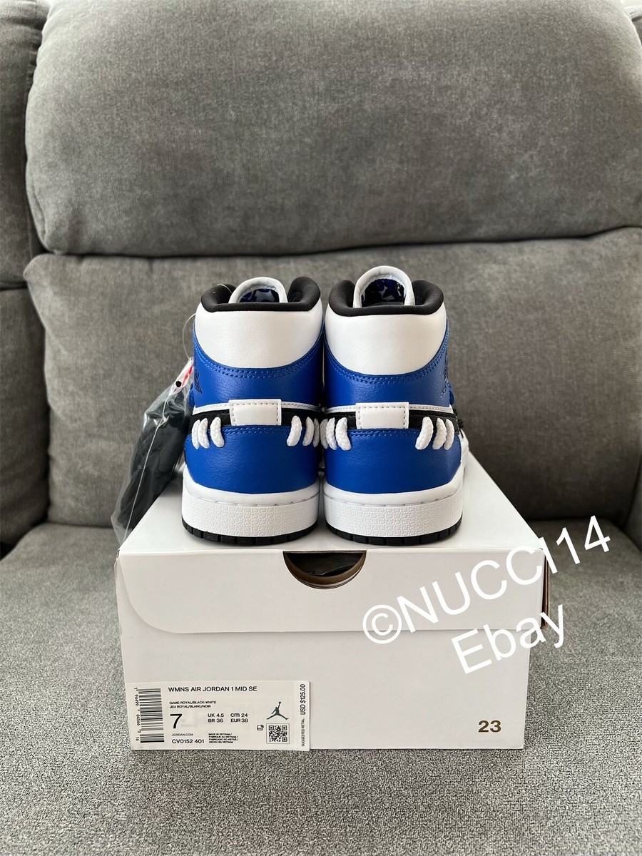 Nike Air Jordan 1 Mid Sisterhood Game Royal Size 7 Womens Receipt