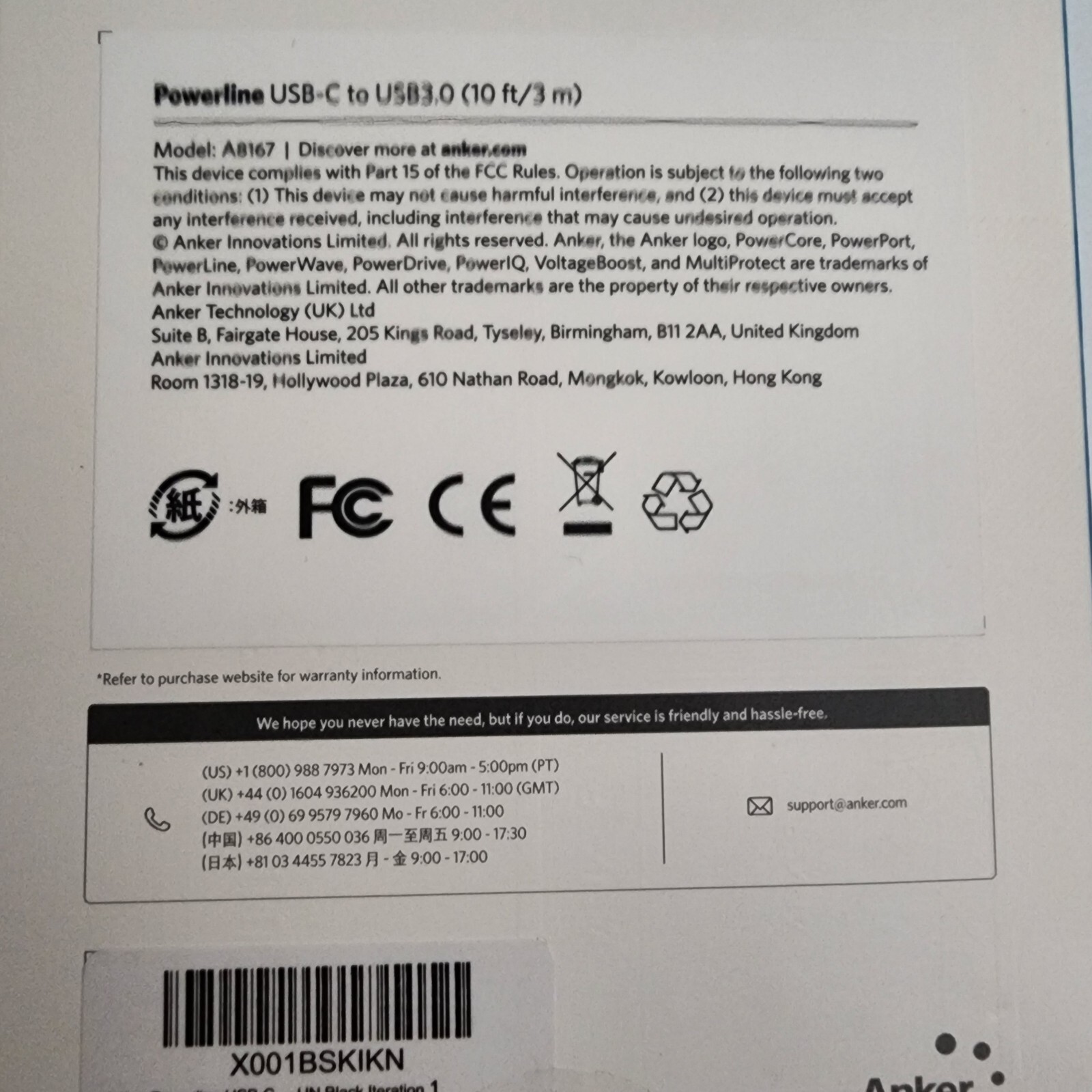 Anker Powerline USBC to USB 3.0 Cable 10ft/3m Charge Fast Model AKA8167 eBay