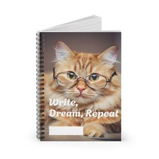 Write, Dream, Repeat   Adorable Cat with Glasses Notebook for Creative Souls