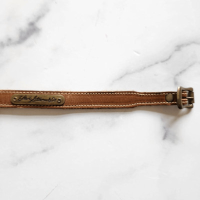 Levi's Strauss kids youth unisex brown leather belt bronze hardware thin 29''