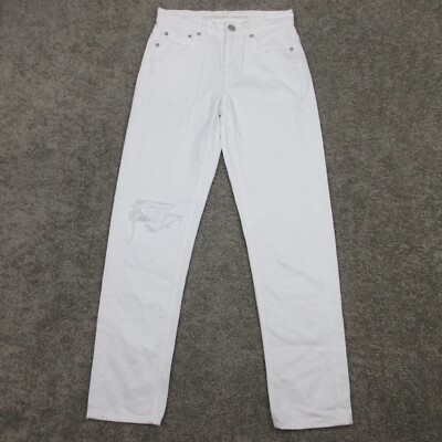 American Eagle Jeans Womens 0 White Denim Distressed Regular Straight Ripped NWD