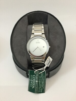 Citizen Eco-Drive Plane Date Mens Large Face Stainless Steel Watch 