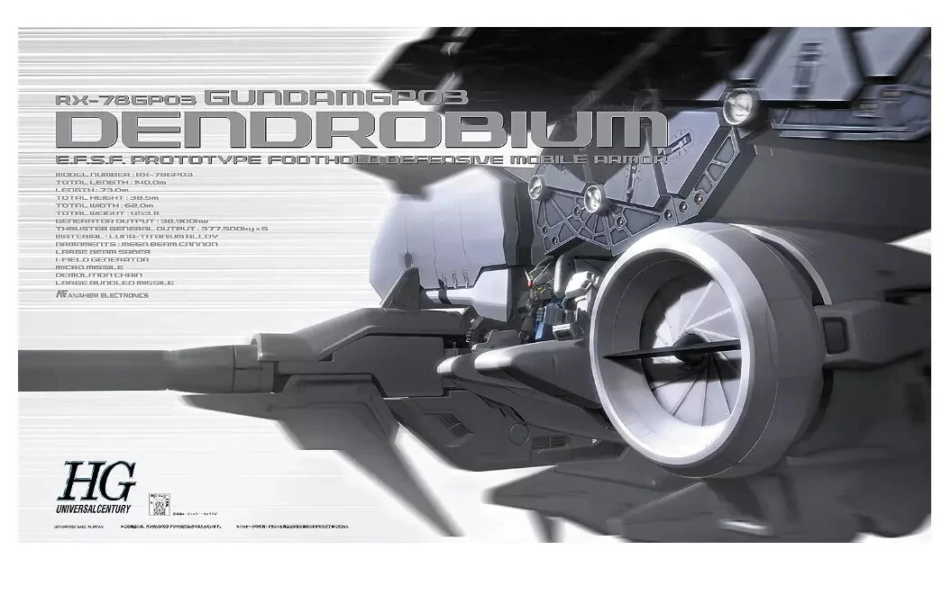 Bandai HG 1/144 Gundam GP03 Dendrobium Japanese Anime Model