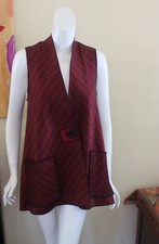 Habitat -sz S Red Charcoal Long A-line Lagenlook Art-to-wear Vest Jacket