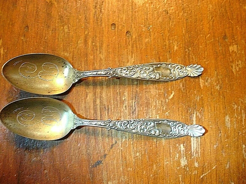 Pair of Antique R. Wallace & Sons Ornate Sterling Spoons