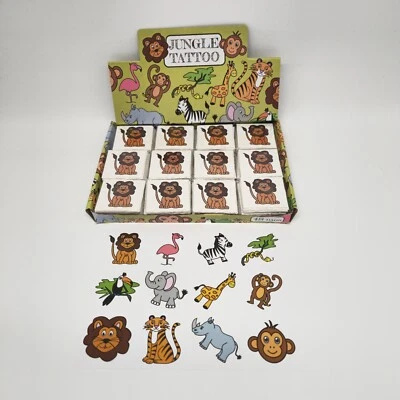 MARKENLOS 12er-Set Tattoo Dschungel Jungle Kinder 4x4cm