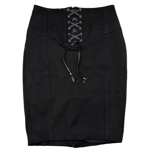 Express Black A-Line Lace Up Mini Skirt w/ Pockets Size 00