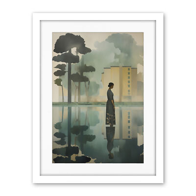 Reflecting and Reflection of Calm Artwork Modern Simple Framed Art Print 18X24