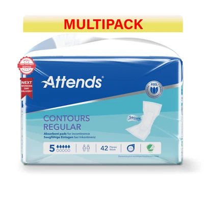 Attends - Contours regular 5 - Incontinence Pads - 5 pack of 42