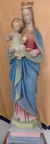 Madonna Mayersche Kunstanstalt um 1870 122 cm originale Fassung Kirchenfigur - Bild 11 von 19