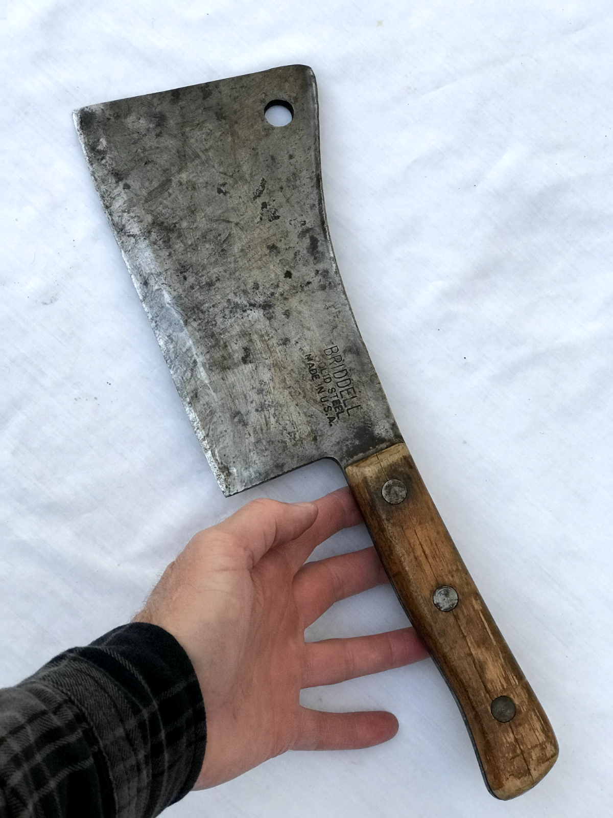 BRIDDELL carbon steel meat cleaver knife hatchet - Made in U.S.A.