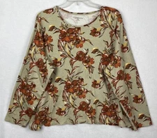 Croft & Barrow Floral Long Sleeve T Shirt Top Women 3X Stretch Cotton Soft MINT