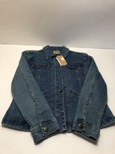 Lost Petal Linens Women's Burlap Cross Denim Jacket Size M