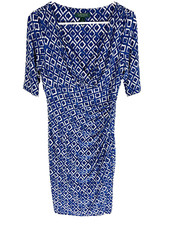 Lauren Ralph Lauren Size 6 Blue Multicolor Patterned Sheath Dress Office Career