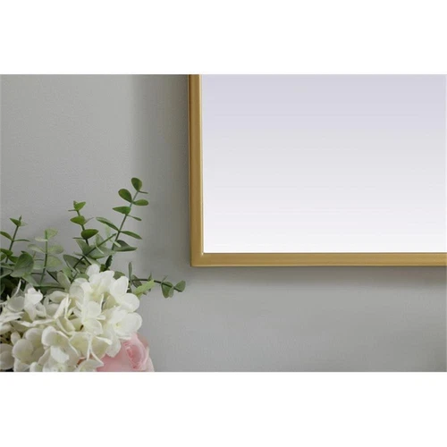 Elegant Decor Ayra 27x30" Arch Modern MDF Wood/Iron Mirror in Brass - Picture 5 of 9