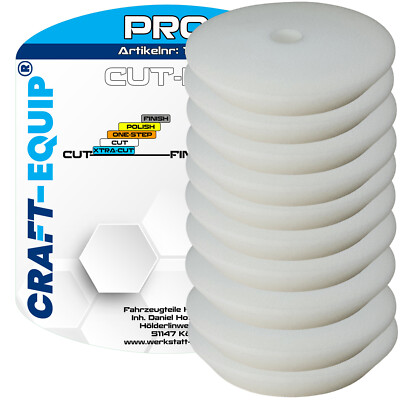 10er Sparpack Craft-Equip PRO Ø125mm DA Polierschwamm CUT WEISS Polierpad Lack