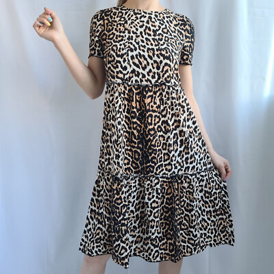 NEU! Moves by Minimum Denmark A-Linien Kleid Gr. XS Plissee Leopard Animal Print