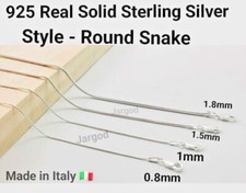 925 Sterling Silver Snake Chain Round Necklace Made in Italy Jargod