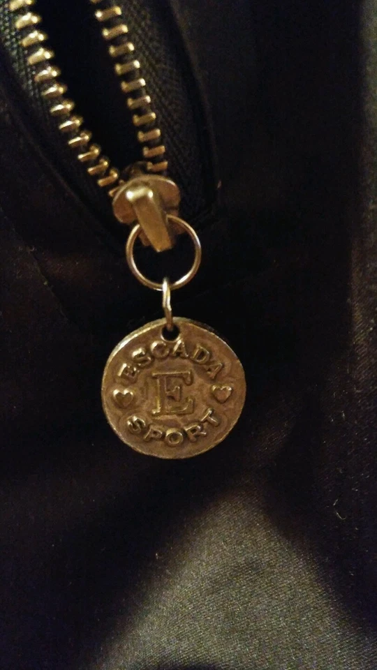 Chaqueta deportiva Escada negra gris satinada para mujer talla pequeña talla grande talla L sudadera con capucha Foto 4 de 4