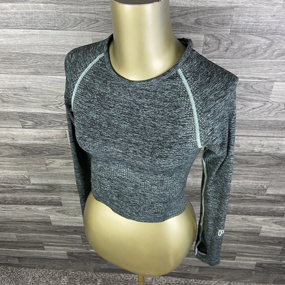 РОЗОВЫЙ на VICTORIA'S SECRET круглый вырез серый Activewear укороченная рубашка женщин S - Изображение 2 из 4