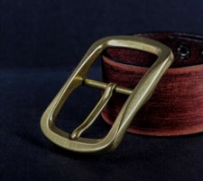 Retro Brass Classic Pin Belt Buckle for Leather Belt Replacement Fit 40mm Strap