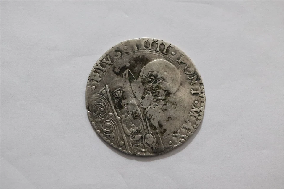 🧭 🇻🇦 VATICAN Bianco (1/2 Lira) o.J. (1566 - 1572) Pius V 4.62 Gr. SHARP DETAI - Image 2 of 3