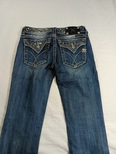 Miss Me Jeans Women's 28 Jp4288-5L Bootcut Blue Studded Gems Bling Meas 27 × 32