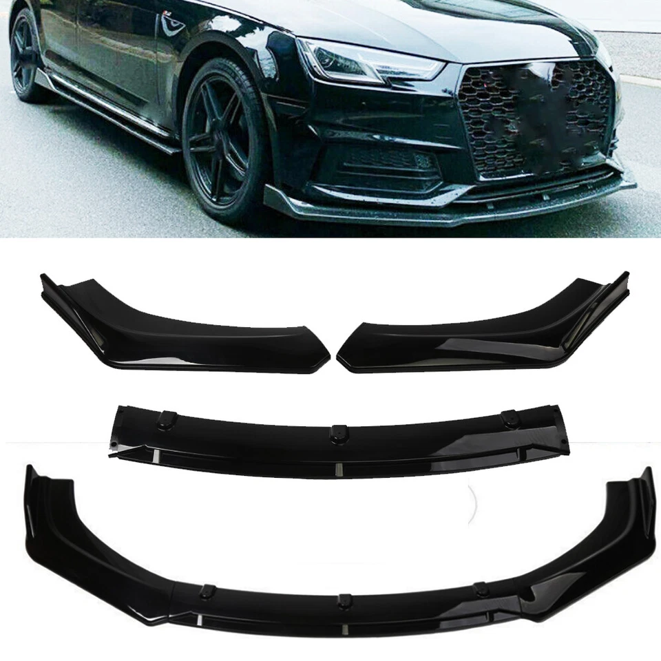 For Jaguar XE XJ XF Sedan Glossy Black Front Bumper Lip Splitter Kit Spoiler BE Foto 2 de 4