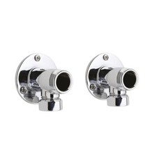 Bar Shower Backplate Elbow Unions Pair 3/4" Chrome Exposed Fixing Bathroom