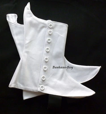 HERITAGE OF SCOTLAND KILT BUTTONED SPATS PIPER'S HIGHLAND WHITE HEAVY CANVAS ALL SHOE SIZES KILT-WEAR