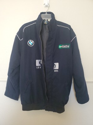 Vintage BMW Williams F1 Team Bomber Jacket Sport Racing Mens Sz Large Full Zip