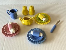 Vintage Frenzy Toys 14pc Ceramic Child's Tea Set in Fiesta Colors