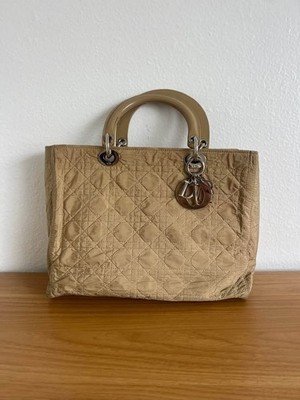 Christian Dior Lady Dior Two-Way Handbag in Cannage Quilted Nylon Canvas